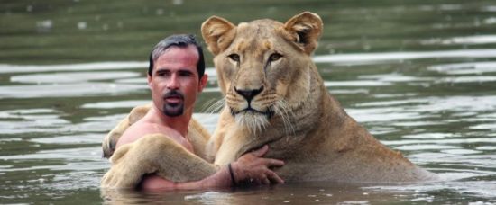 Člověk a lev. Chodí si zaplavat společně