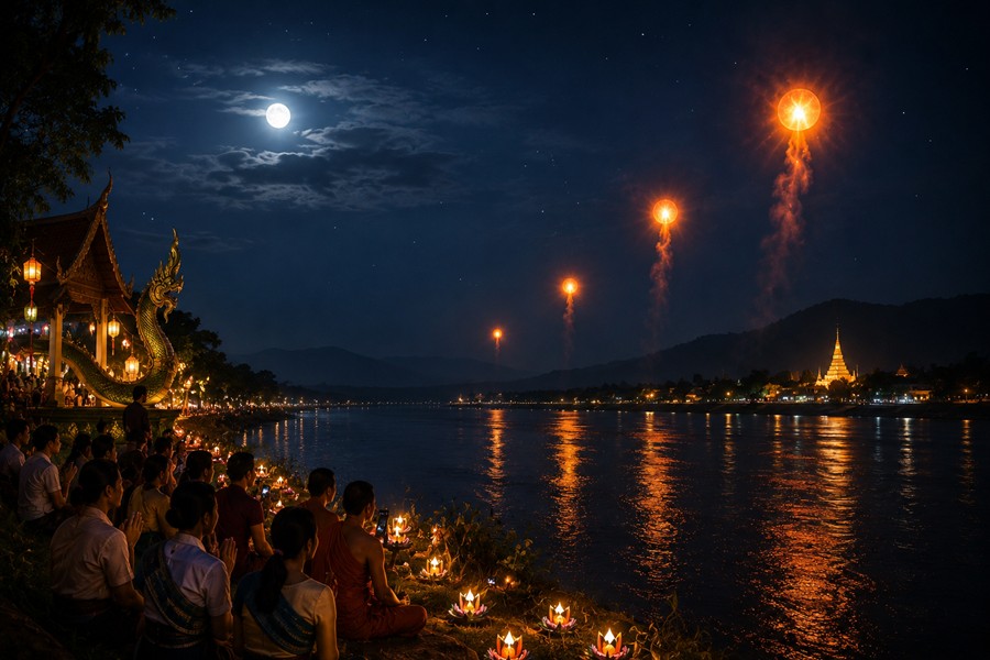 Ohniv&eacute; koule v Nong Khai 
