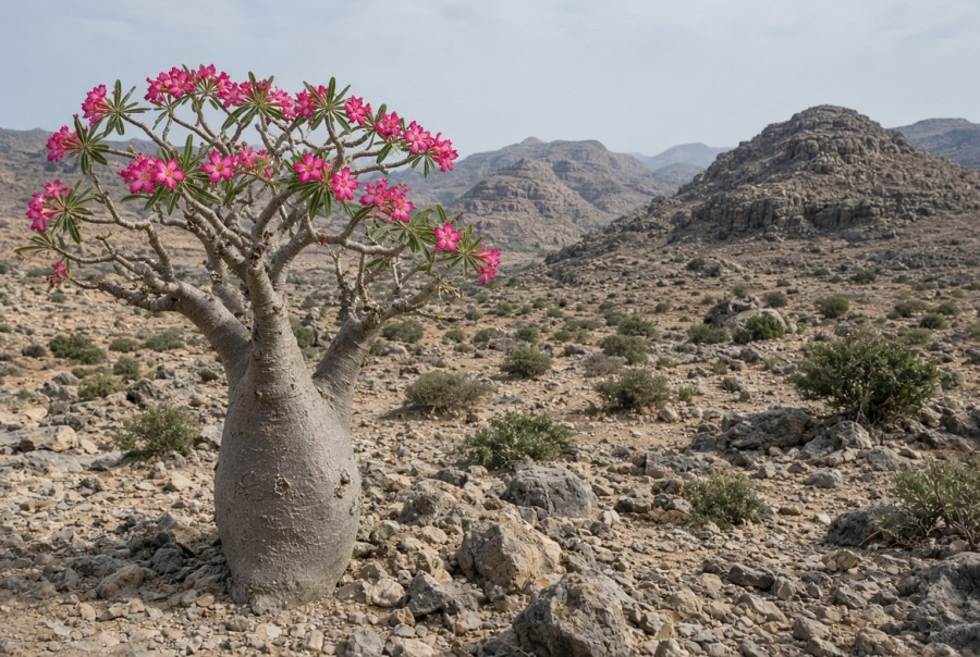 Adenium socotranum neboli pou&scaron;tn&iacute; růže